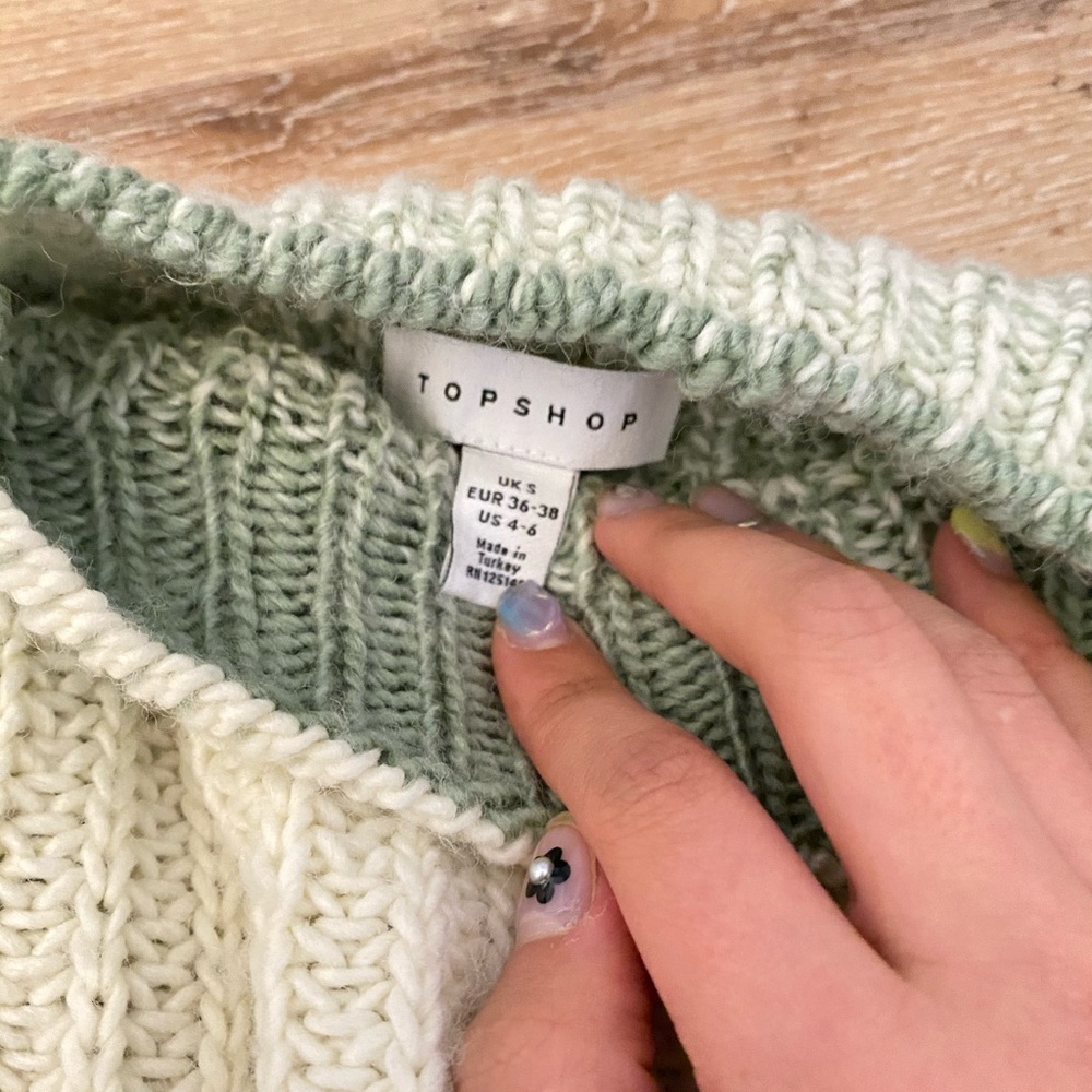 Topshop Pistachio Ombre Balloon Sleeve Sweater